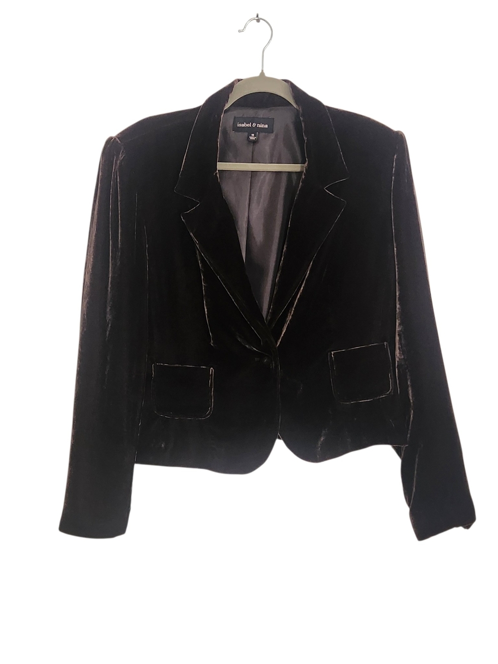 Isabel and Nina Boxy Brown Velvet Blazer Jacket Size 16